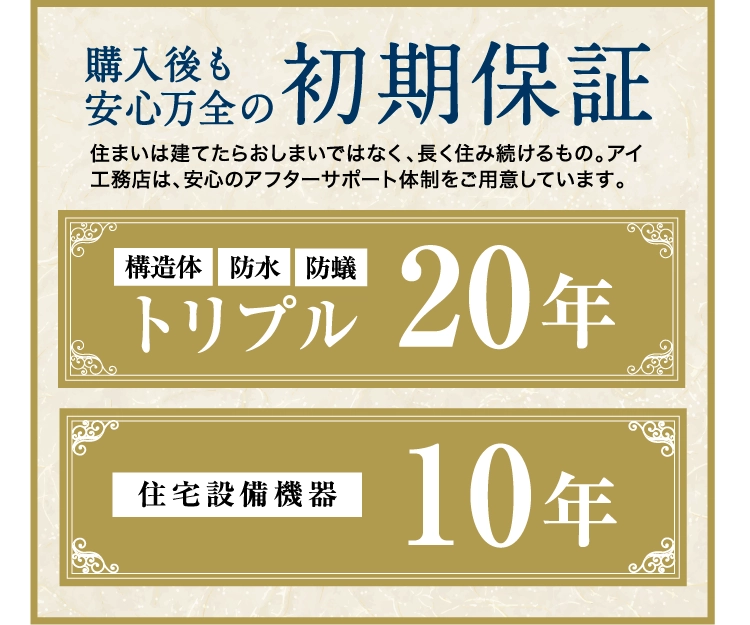 購入後も安心万全の初期保証付き